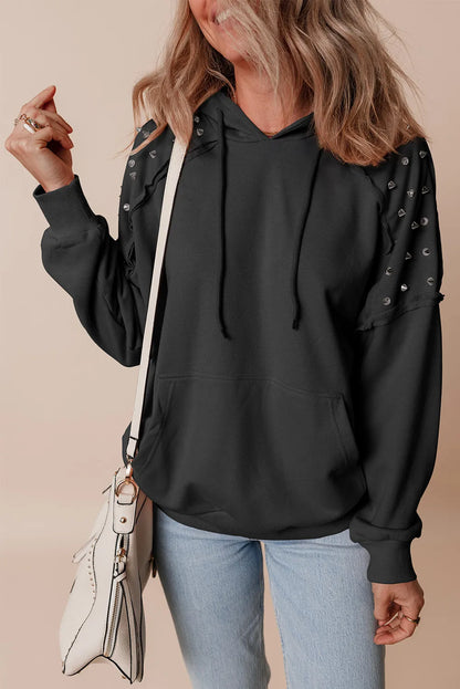 Rivet Drawstring Long Sleeve Hoodie