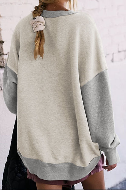 Contrast Round Neck Long Sleeve Sweatshirt